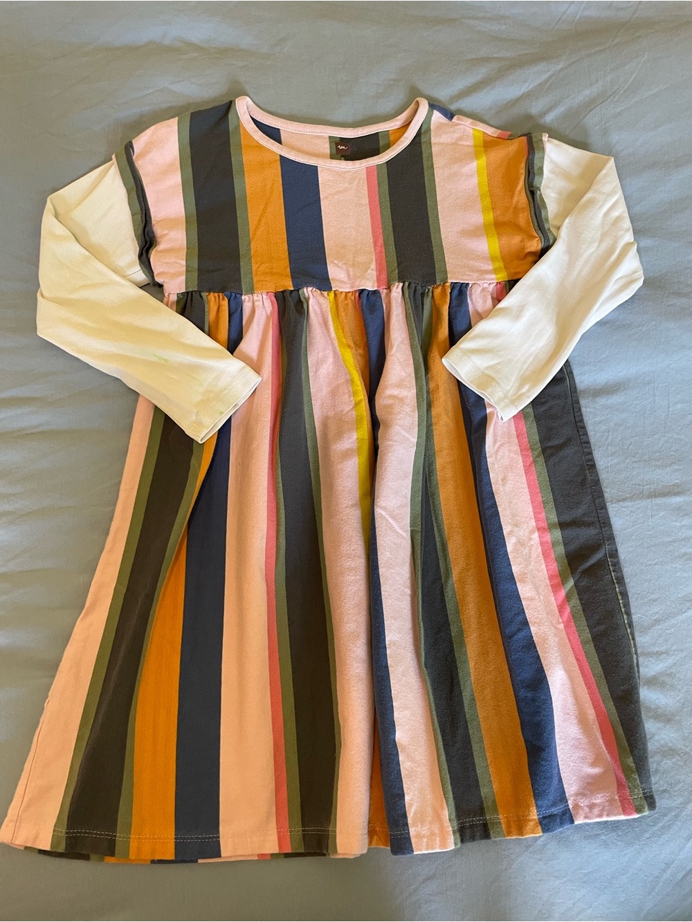 Tea Collection Girls' Long Sleeve Striped Dress in Multi-Color